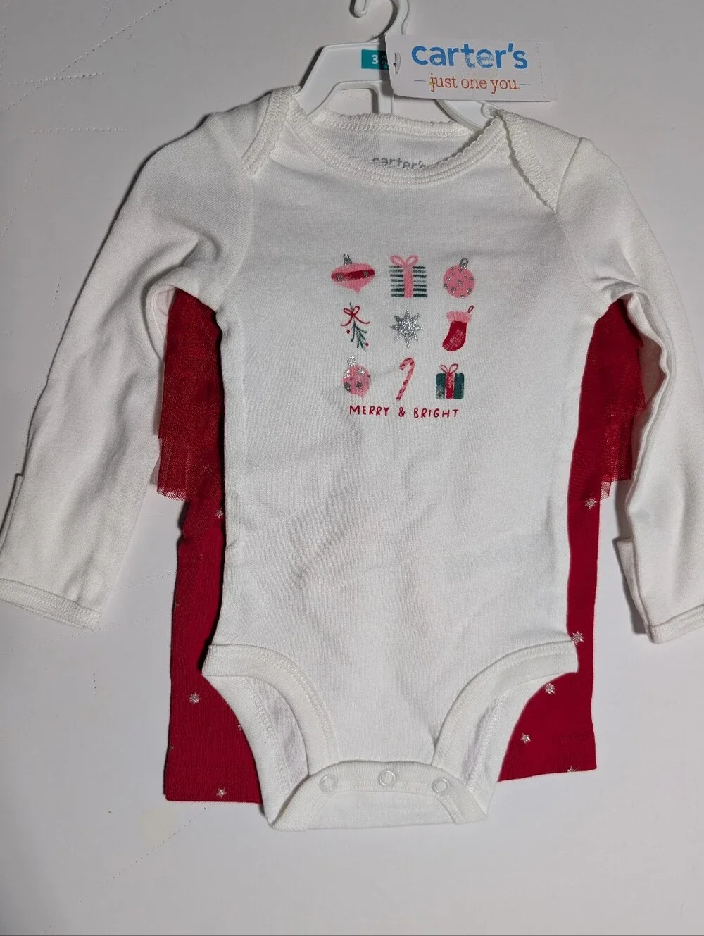 Carter's White and Red Merry & Bright Baby Girl Two-Piece Set